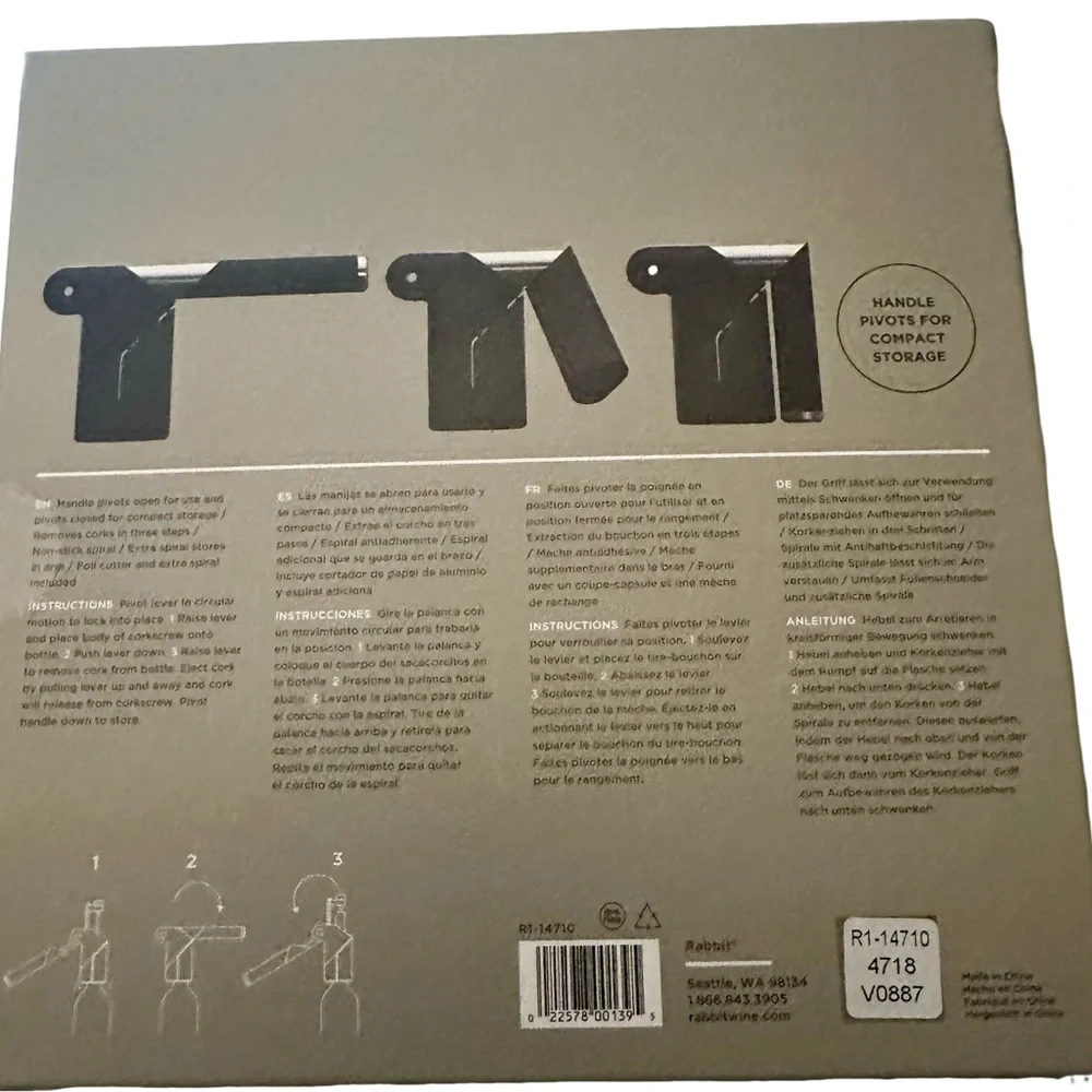NEW Ravvit Pro Axis Lever Corkscrew - Black